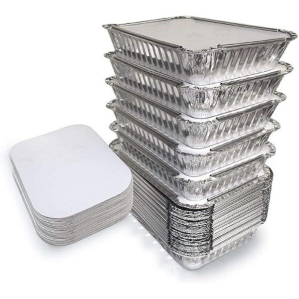 Disposable Rectangular Aluminium Container with Lid 1850 ml (1850CC) 83185 - 400 Pieces