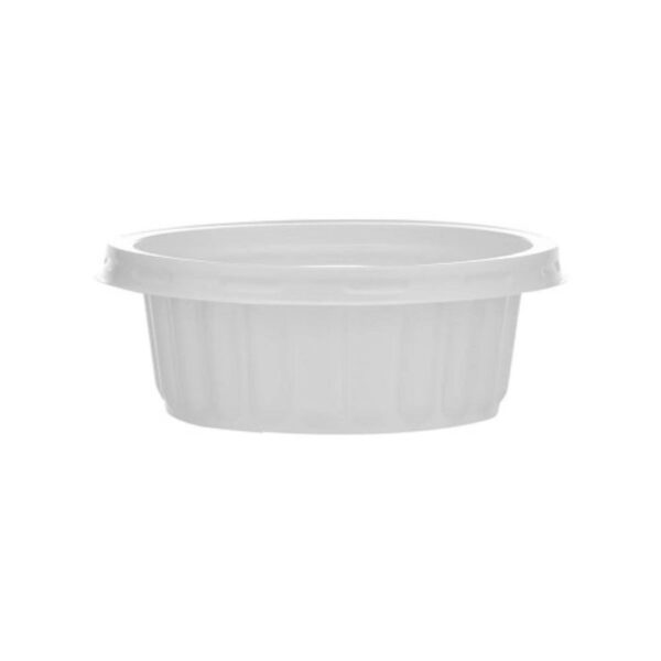 Disposable Plastic White Round Ribbed Containers with Lid 200ML (1000 Container + 1000 Lids)